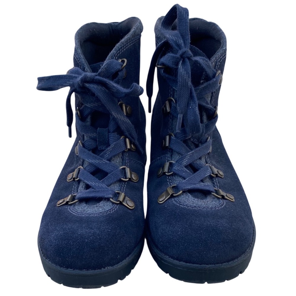 Clarks‎ Collection Women 8 Navy Blue Suede Lace Up Hiking Ankle Boots 26122527